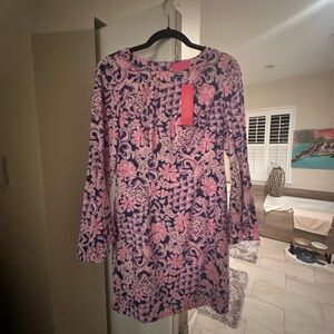 Lilly Pulitzer Pink and Navy Floral Dress